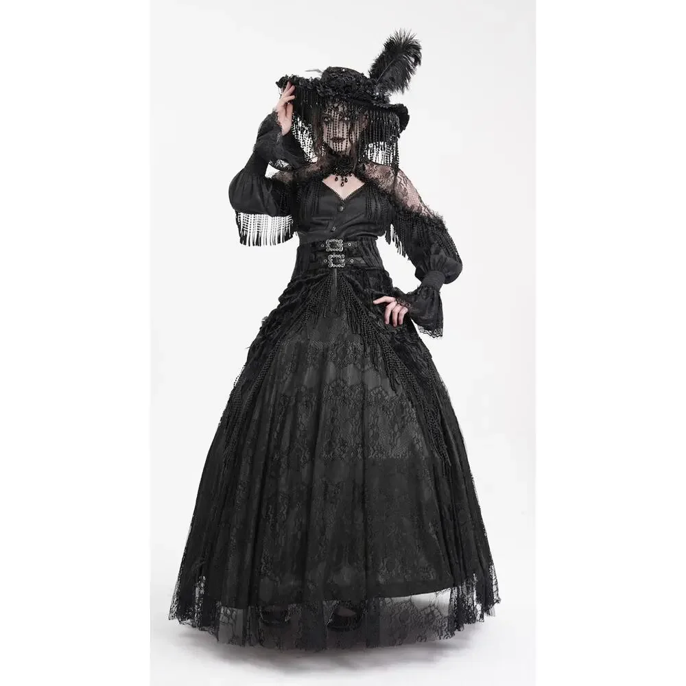 Devil Fashion Gothic Victorian High Waist Rose Velvet Aristocrat Skirt - Picture 16 of 17